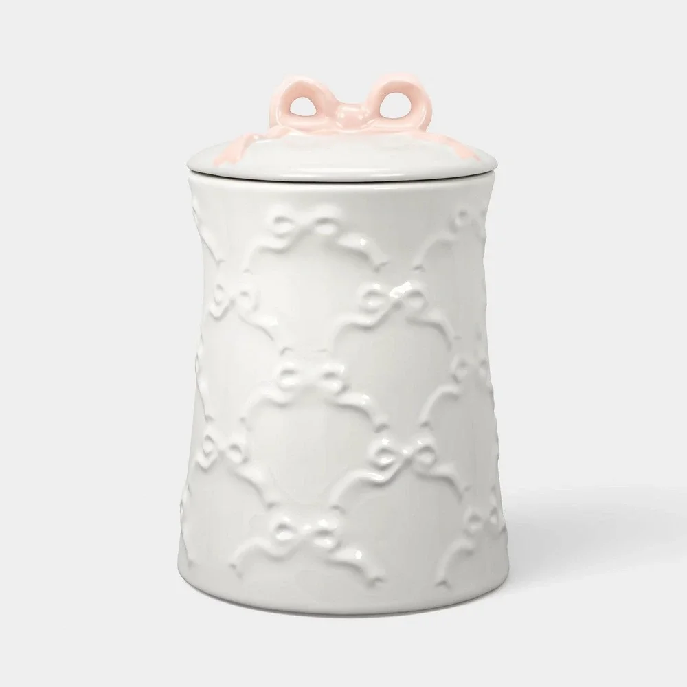 23.91oz Bow Canister Cream - Room Essentials, Target